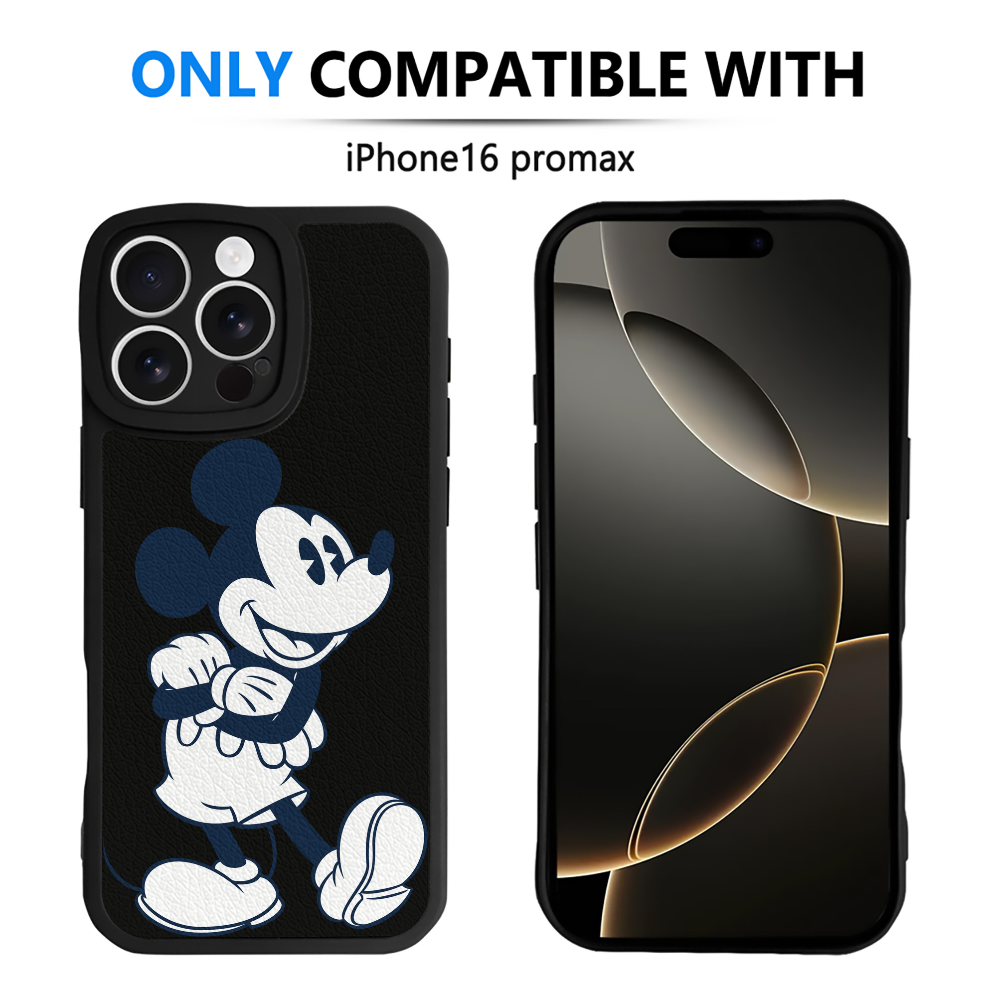（画像用） ミッキーマウス Mickey Mouse 【iPhone 16シリーズ対応】シリコンスマホケース（レザー調） 材質：シリコン